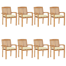 Tuinstoelen Stapelbaar Met Kussens Massief Teakhout 8 Crème
