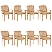 Tuinstoelen stapelbaar 8 st massief teakhout