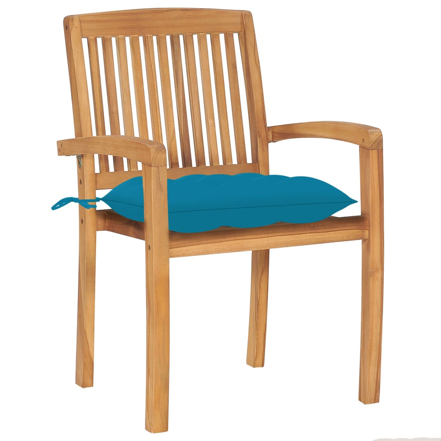 Tuinstoelen stapelbaar 8 st met kussens massief teakhout