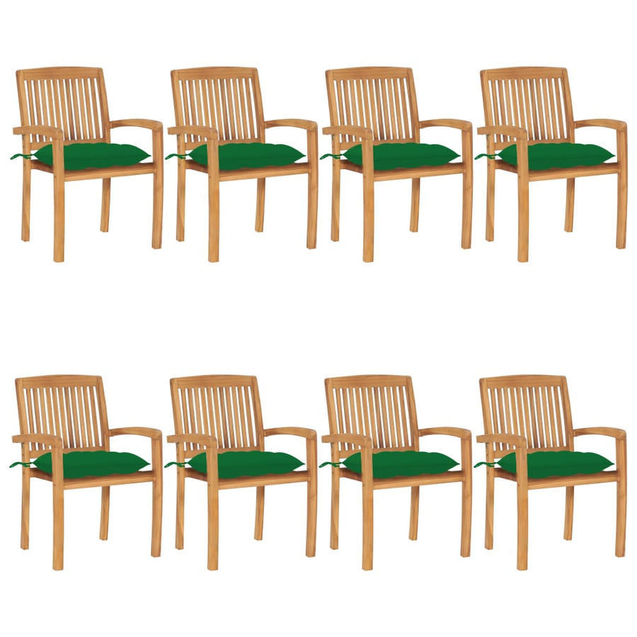 Tuinstoelen Stapelbaar Met Kussens Massief Teakhout 8