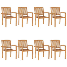 Tuinstoelen stapelbaar 8 st met kussens massief teakhout