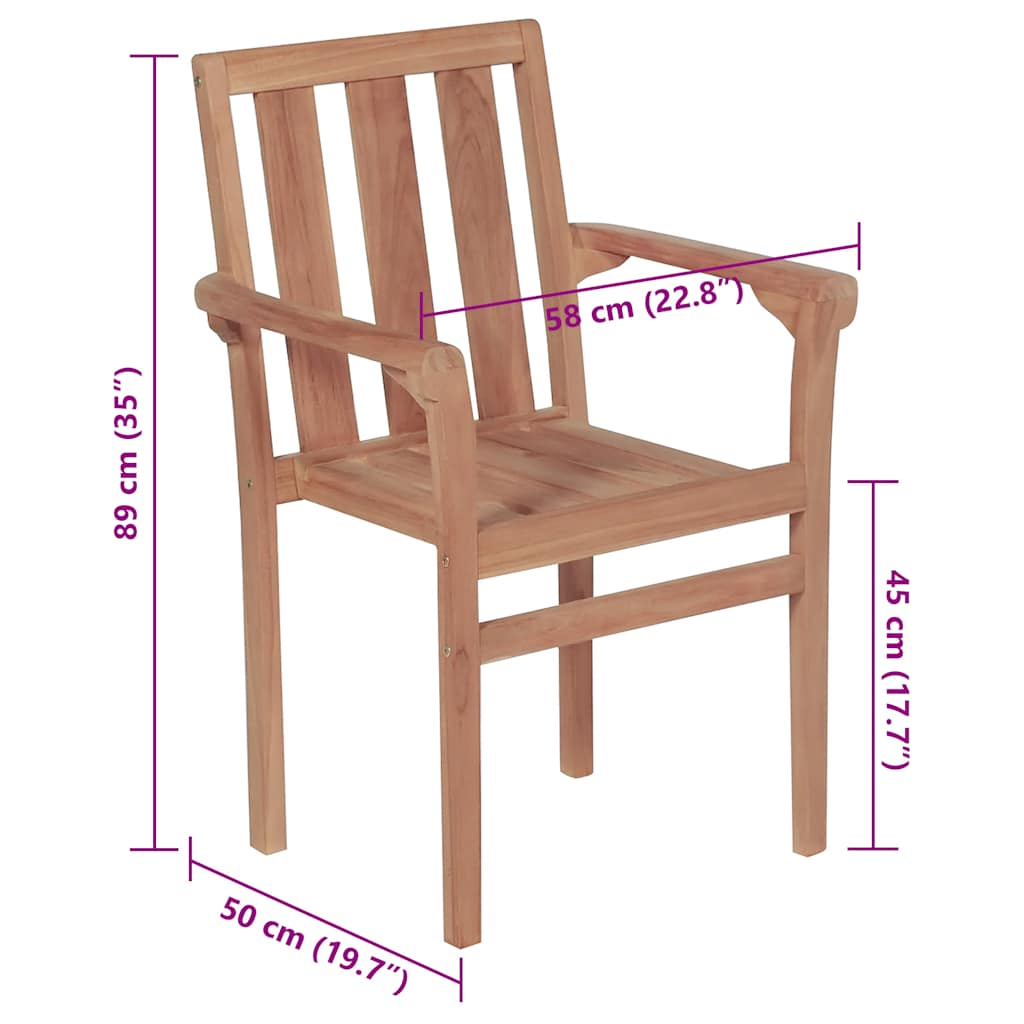 Tuinstoelen Stapelbaar Met Kussens Massief Teakhout 4