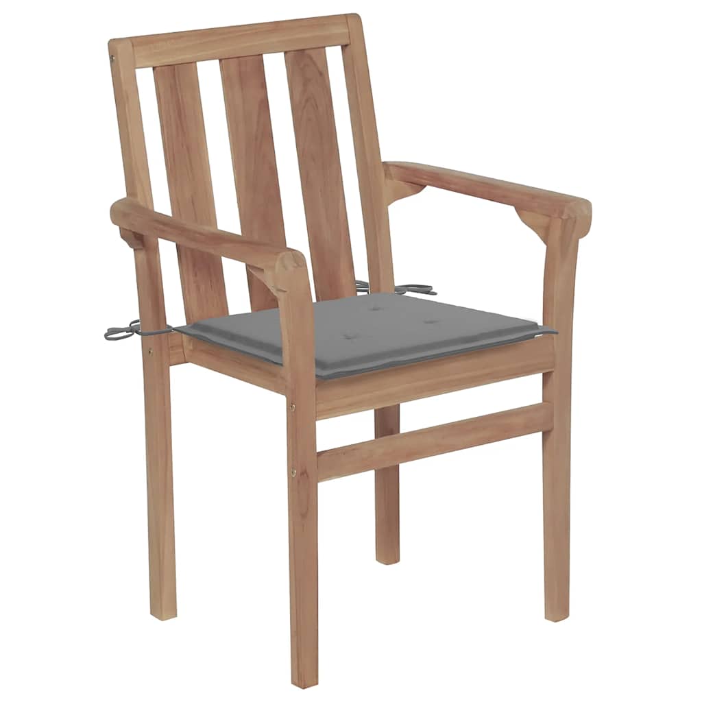 Tuinstoelen Stapelbaar Met Kussens Massief Teakhout 4