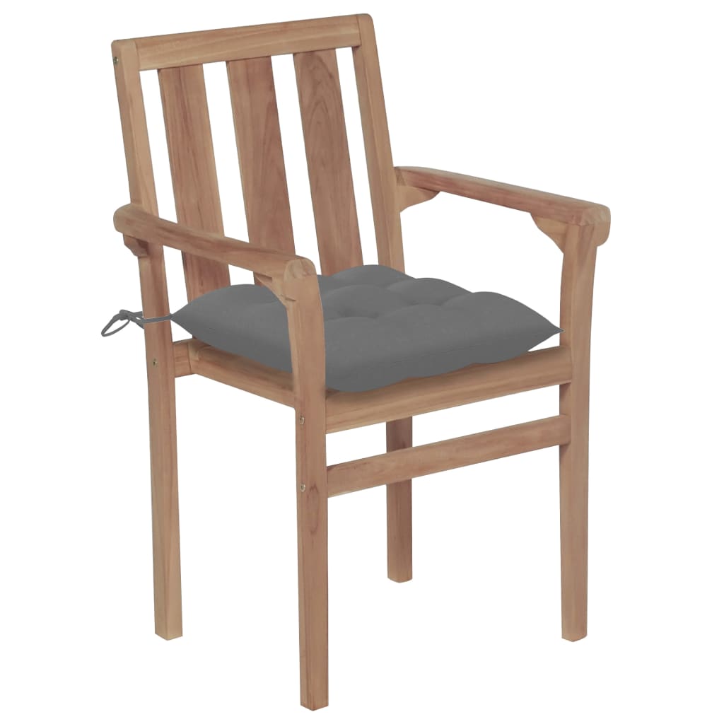 Tuinstoelen Stapelbaar Met Kussens Massief Teakhout 4
