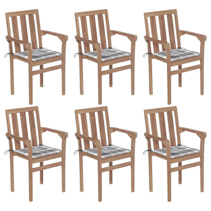 Tuinstoelen Stapelbaar Met Kussens Massief Teakhout 6