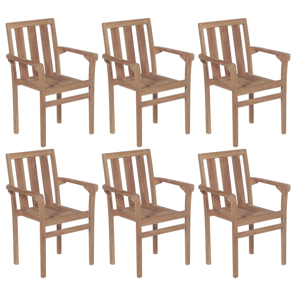 Tuinstoelen Stapelbaar Met Kussens Massief Teakhout 6