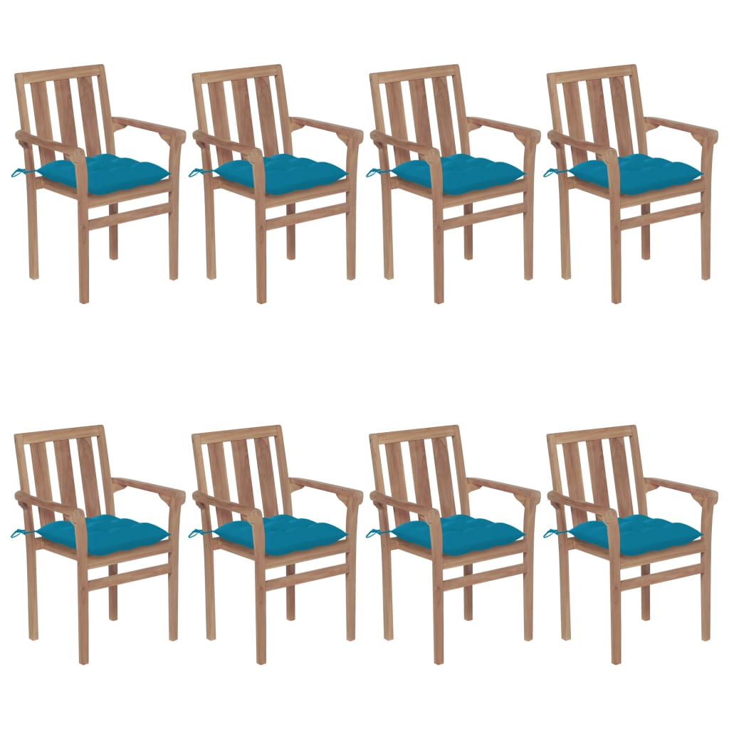 Tuinstoelen Stapelbaar Met Kussens Massief Teakhout 8