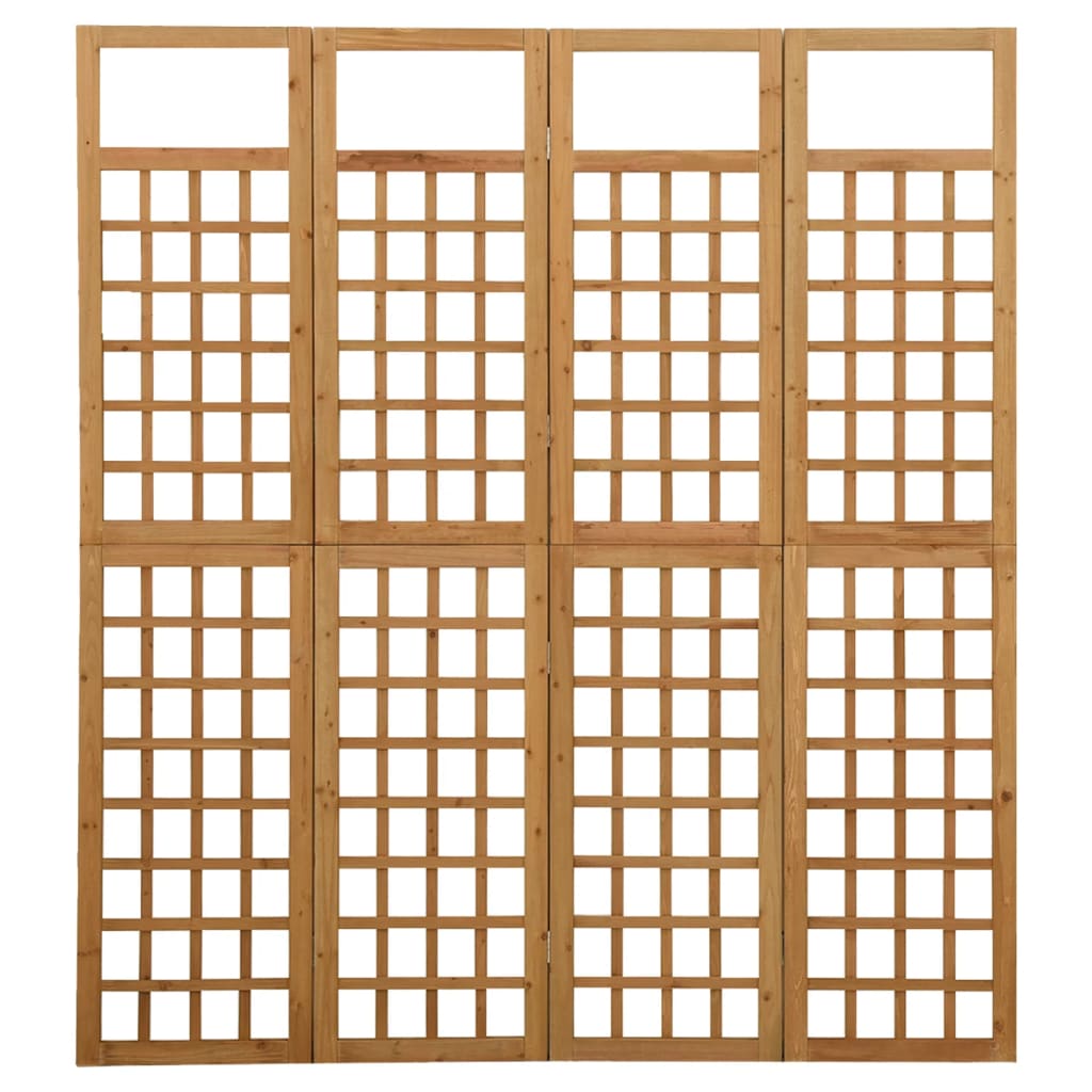 Kamerscherm/Trellis Met 4 Panelen Massief Vurenhout 161 x 180 cm Bruin