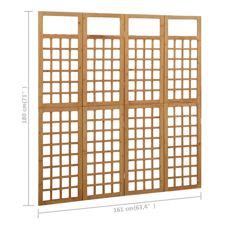 Kamerscherm/Trellis Met 4 Panelen Massief Vurenhout 161 x 180 cm Bruin