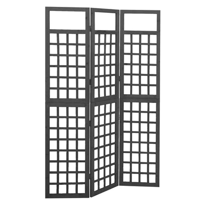 Kamerscherm/Trellis Met 3 Panelen Vurenhout 121 x 180 cm Zwart