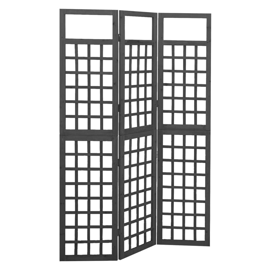 Kamerscherm/Trellis Met 3 Panelen Vurenhout 121 x 180 cm Zwart
