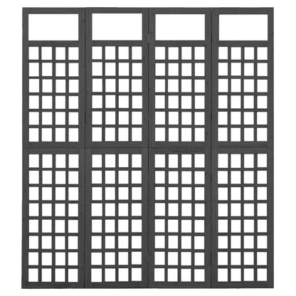 Kamerscherm/Trellis Met 4 Panelen Vurenhout 161 x 180 cm Zwart