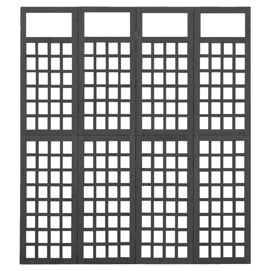 Kamerscherm/Trellis Met 4 Panelen Vurenhout 161 x 180 cm Zwart