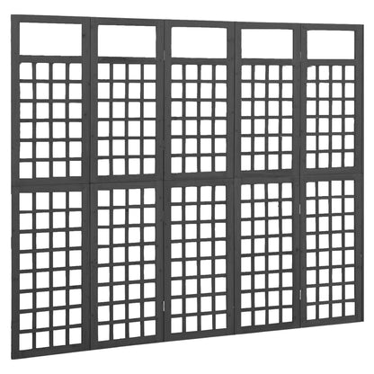 Kamerscherm/Trellis Met 5 Panelen Vurenhout 201,5 x 180 cm Zwart