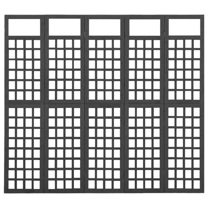 Kamerscherm/Trellis Met 5 Panelen Vurenhout 201,5 x 180 cm Zwart