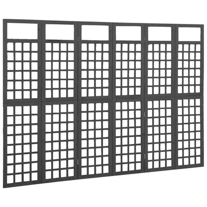 Kamerscherm/Trellis Met 6 Panelen Vurenhout 242,5 x 180 cm Zwart