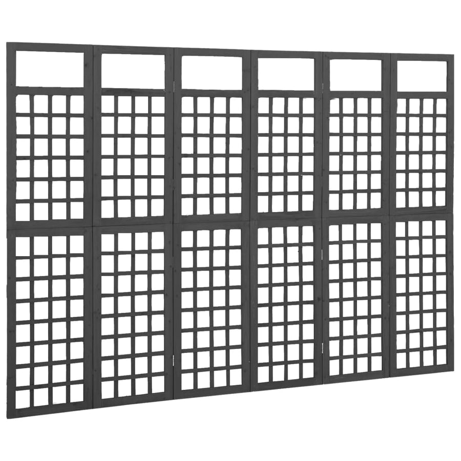 Kamerscherm/Trellis Met 6 Panelen Vurenhout 242,5 x 180 cm Zwart