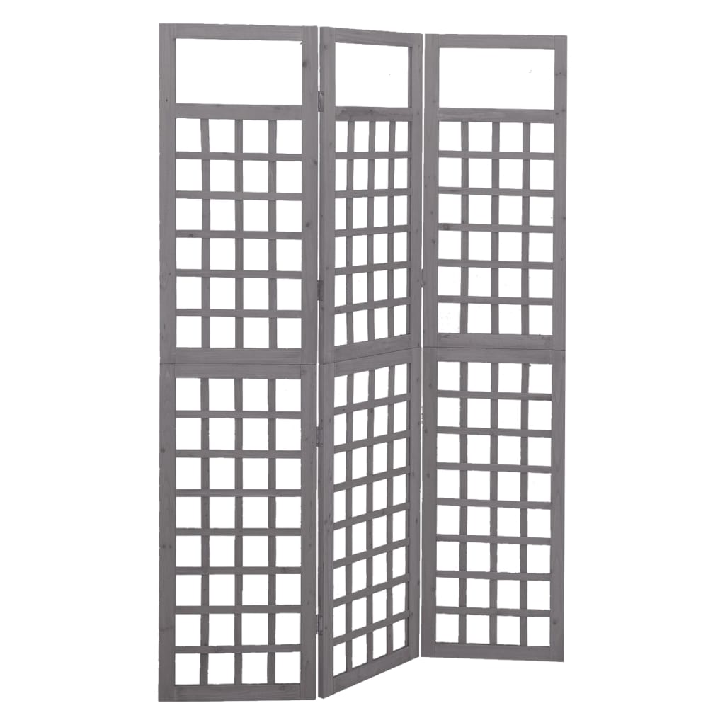 Kamerscherm/Trellis Met 3 Panelen Vurenhout 121 x 180 cm Grijs