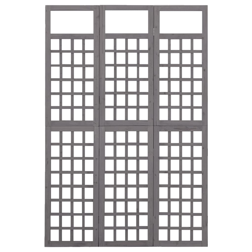 Kamerscherm/Trellis Met 3 Panelen Vurenhout 121 x 180 cm Grijs