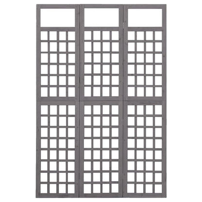 Kamerscherm/Trellis Met 3 Panelen Vurenhout 121 x 180 cm Grijs