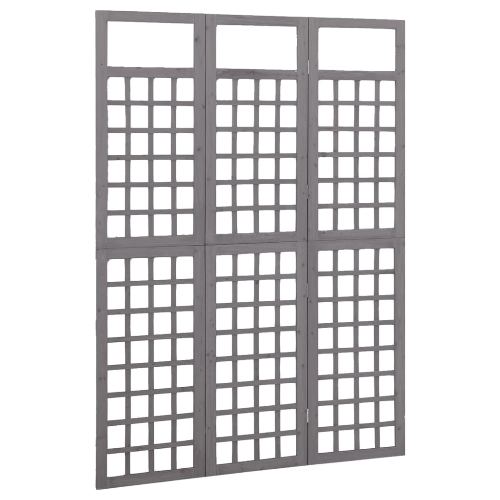 Kamerscherm/Trellis Met 3 Panelen Vurenhout 121 x 180 cm Grijs