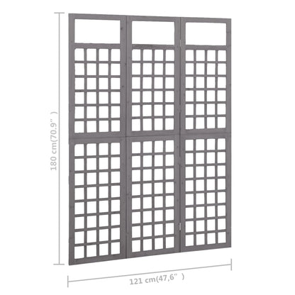 Kamerscherm/Trellis Met 3 Panelen Vurenhout 121 x 180 cm Grijs
