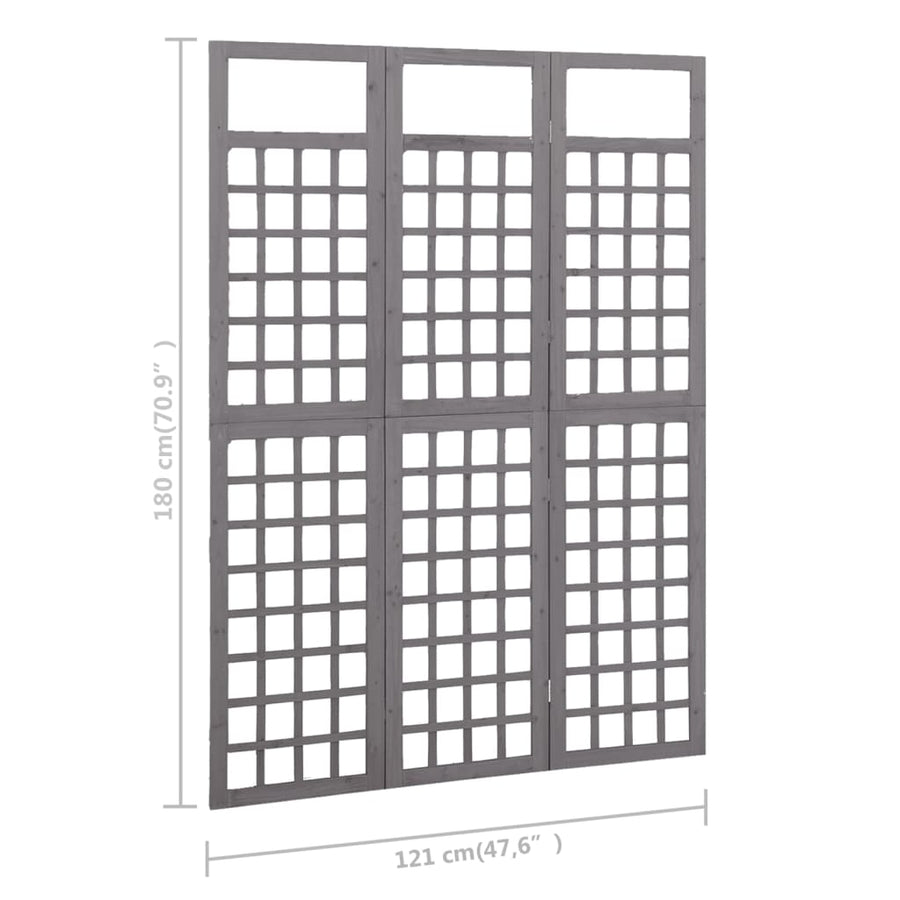 Kamerscherm/Trellis Met 3 Panelen Vurenhout 121 x 180 cm Grijs