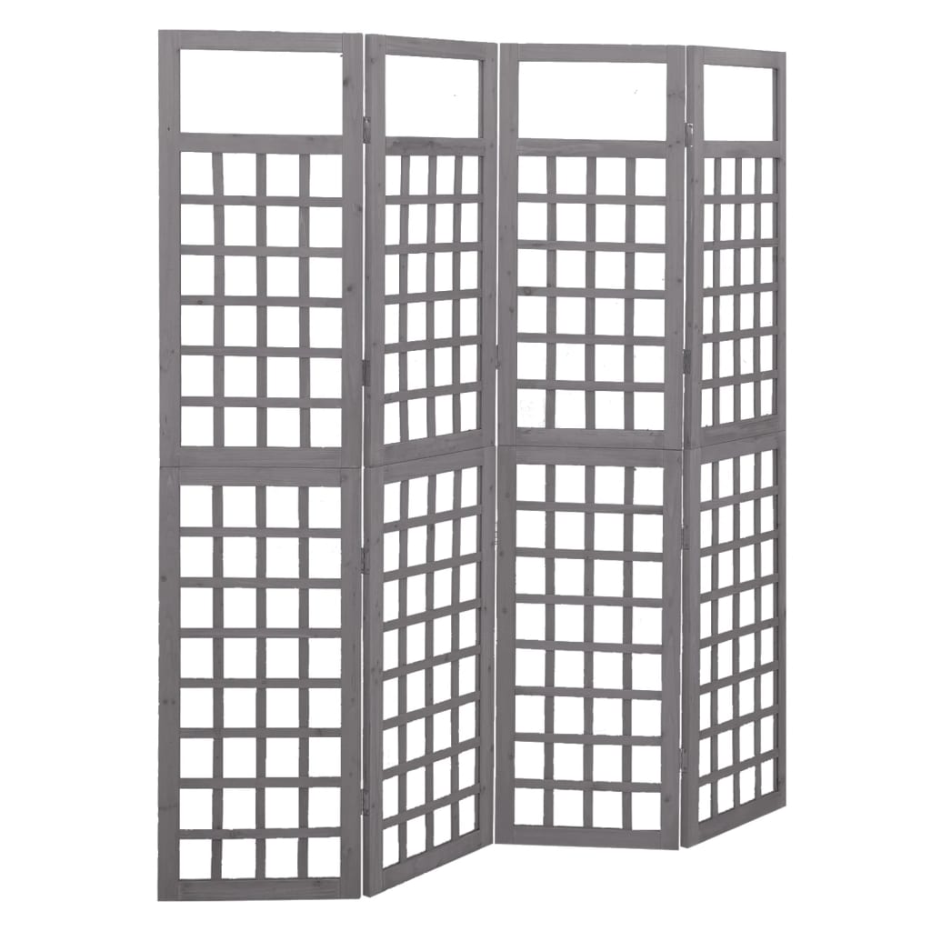 Kamerscherm/Trellis Met 4 Panelen Vurenhout 161 x 180 cm Grijs