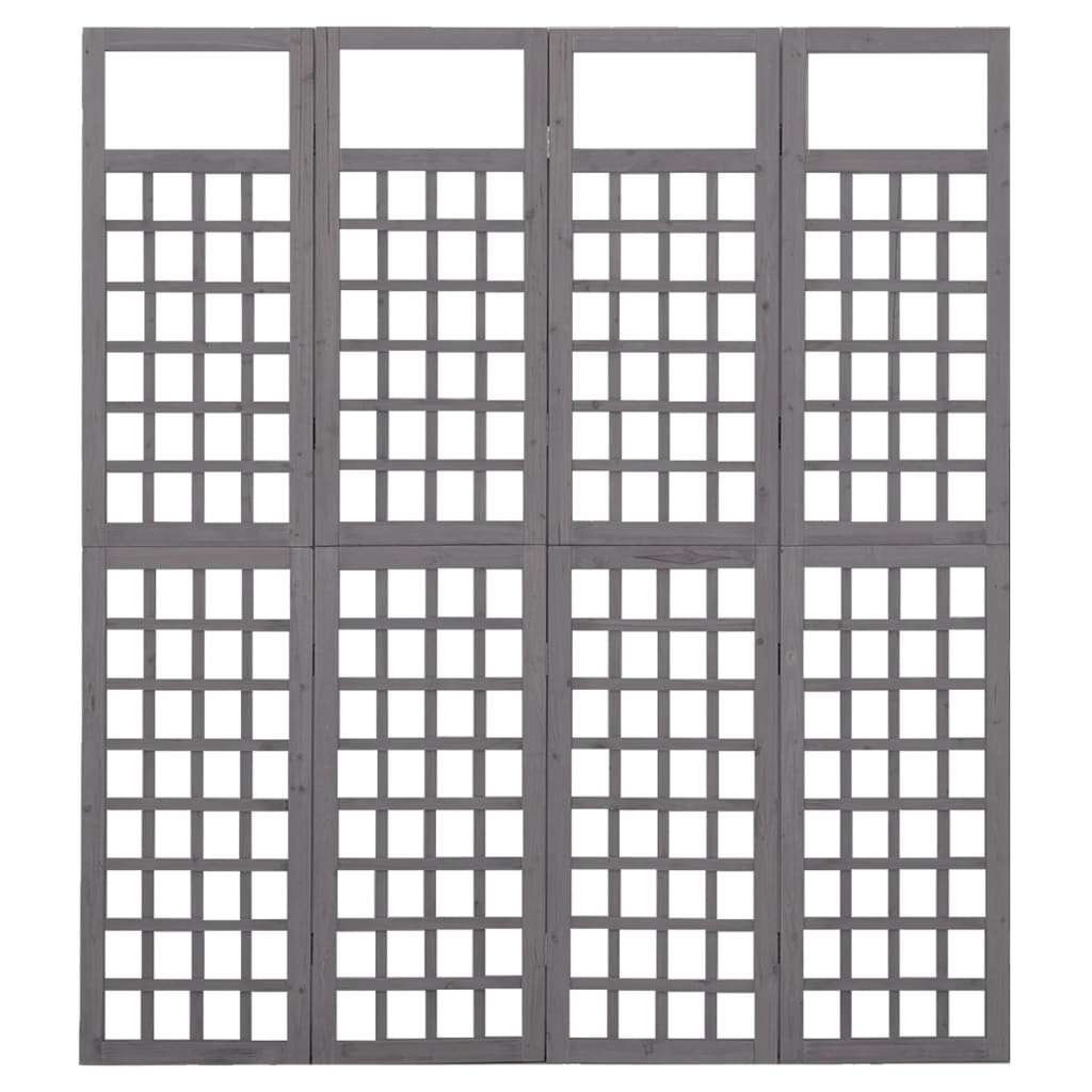 Kamerscherm/Trellis Met 4 Panelen Vurenhout 161 x 180 cm Grijs