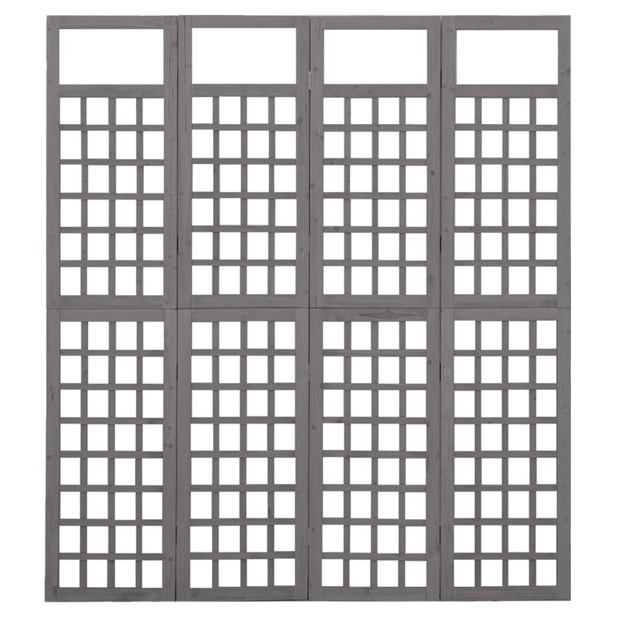 Kamerscherm/Trellis Met 4 Panelen Vurenhout 161 x 180 cm Grijs