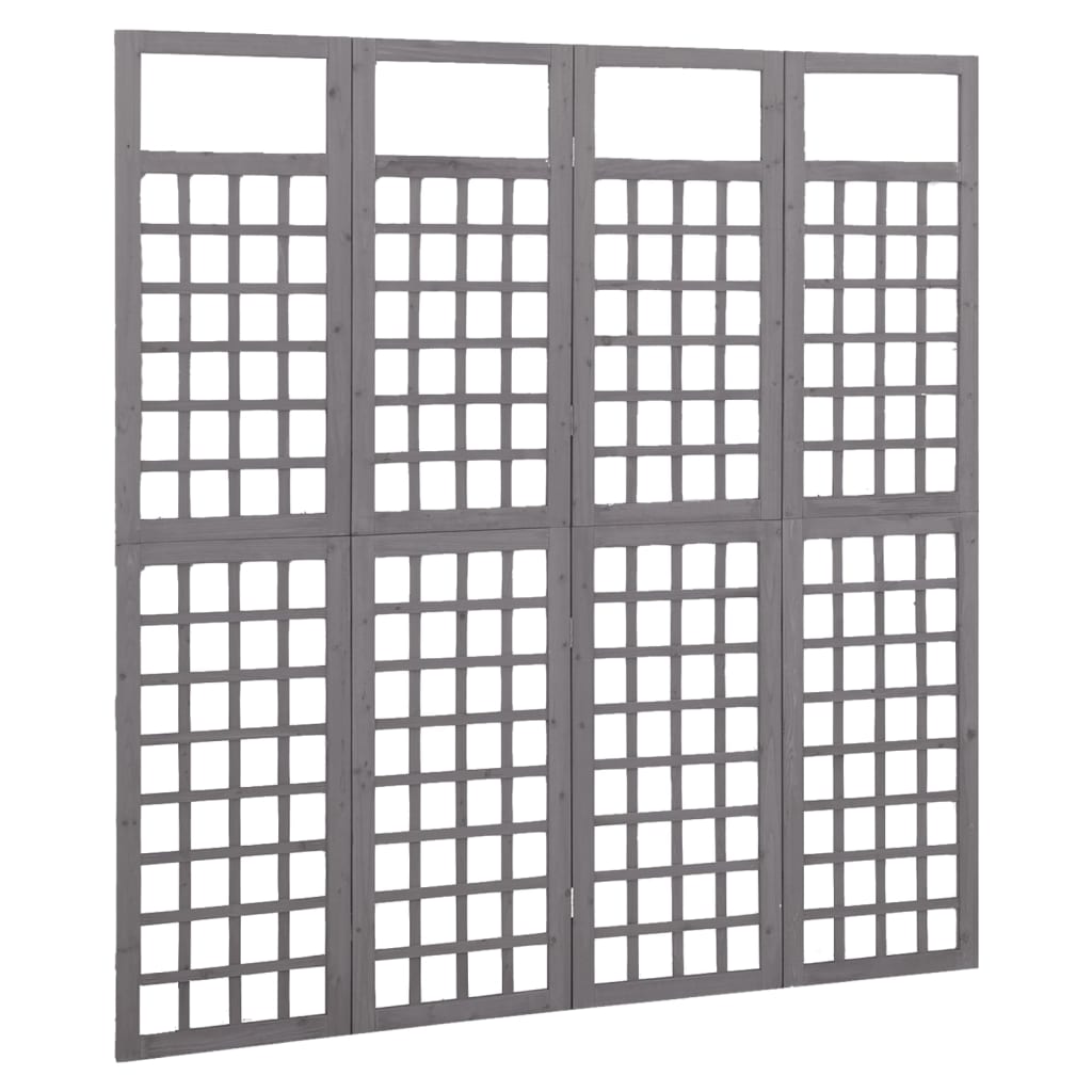 Kamerscherm/Trellis Met 4 Panelen Vurenhout 161 x 180 cm Grijs