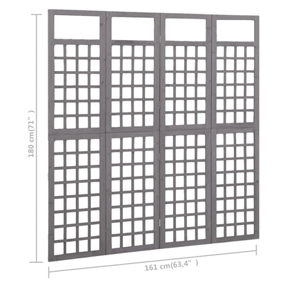 Kamerscherm/Trellis Met 4 Panelen Vurenhout 161 x 180 cm Grijs