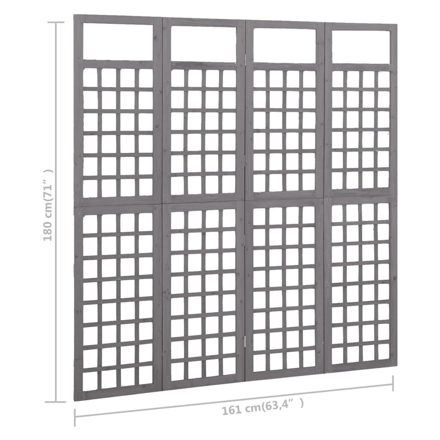 Kamerscherm/Trellis Met 4 Panelen Vurenhout 161 x 180 cm Grijs