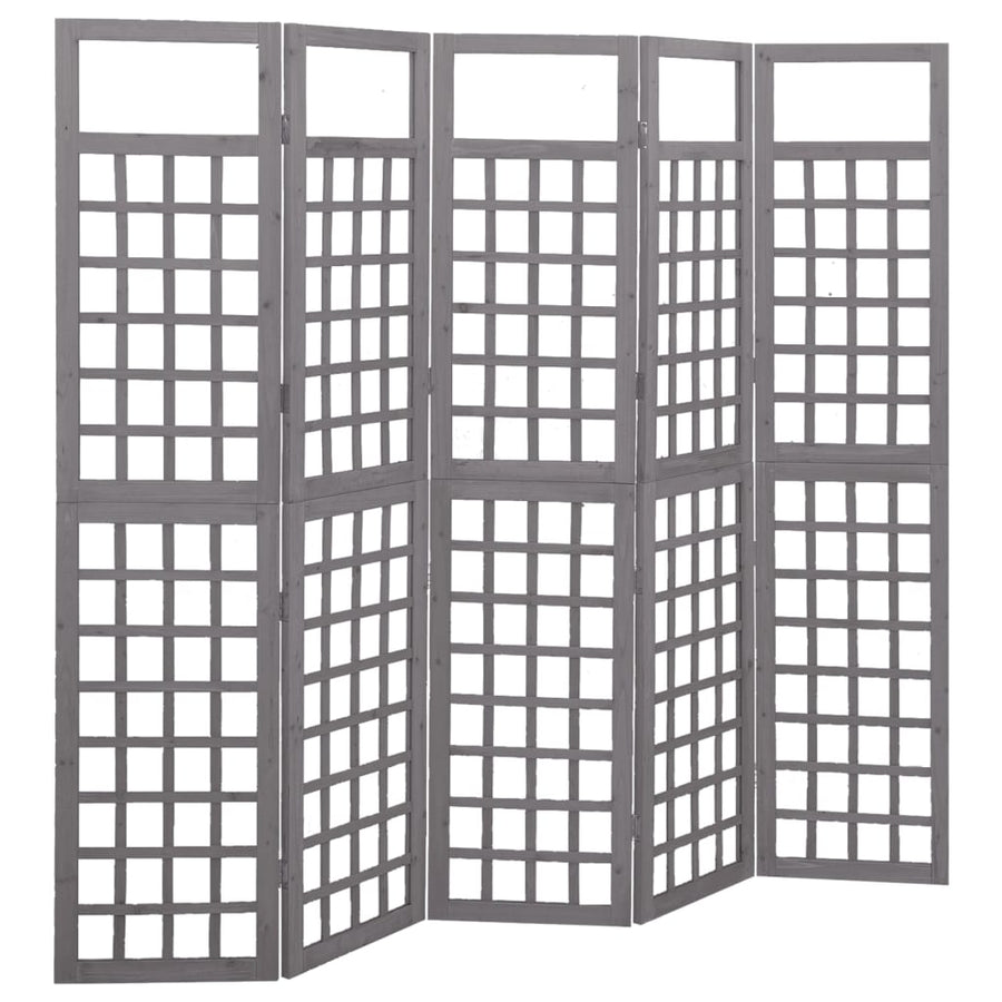 Kamerscherm/trellis met 5 panelen 201,5x180 cm vurenhout grijs 201,5 x 180 cm Grijs