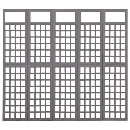 Kamerscherm/trellis met 5 panelen 201,5x180 cm vurenhout grijs 201,5 x 180 cm Grijs