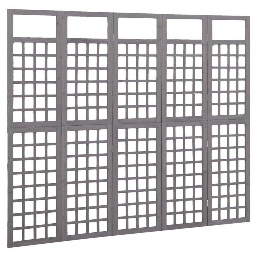 Kamerscherm/trellis met 5 panelen 201,5x180 cm vurenhout grijs 201,5 x 180 cm Grijs