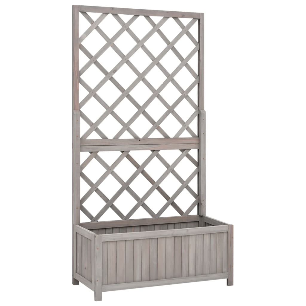 Latwerkplantenbak 70X30X35 Cm Massief Vurenhout Grijs