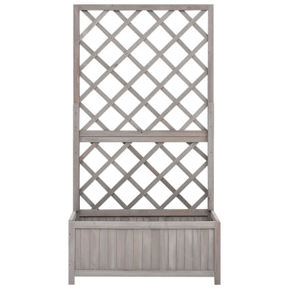 Latwerkplantenbak 70X30X35 Cm Massief Vurenhout Grijs