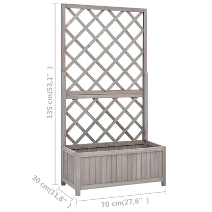 Latwerkplantenbak 70X30X35 Cm Massief Vurenhout Grijs