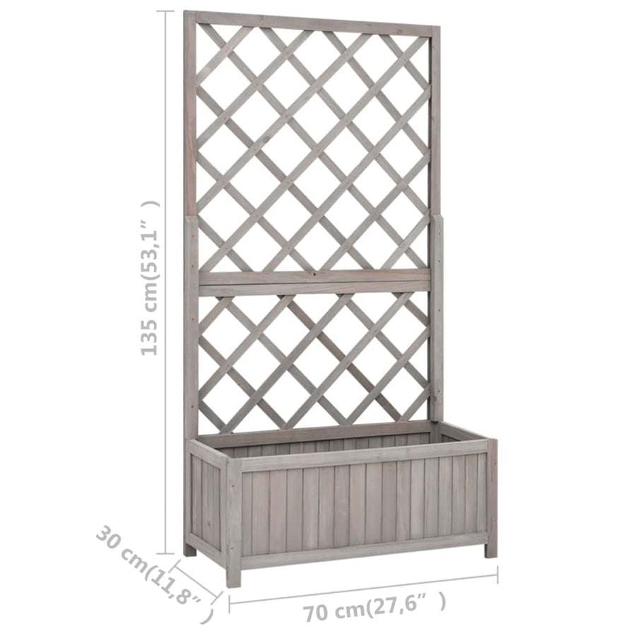 Latwerkplantenbak 70X30X35 Cm Massief Vurenhout Grijs