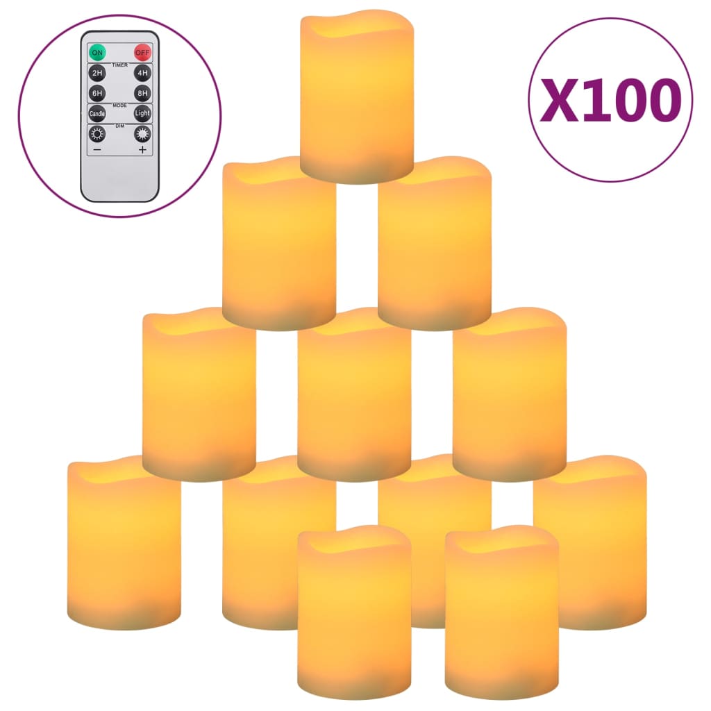 Led-Kaarsen Vlamloos Met Afstandsbediening Warmwit 100 Crème