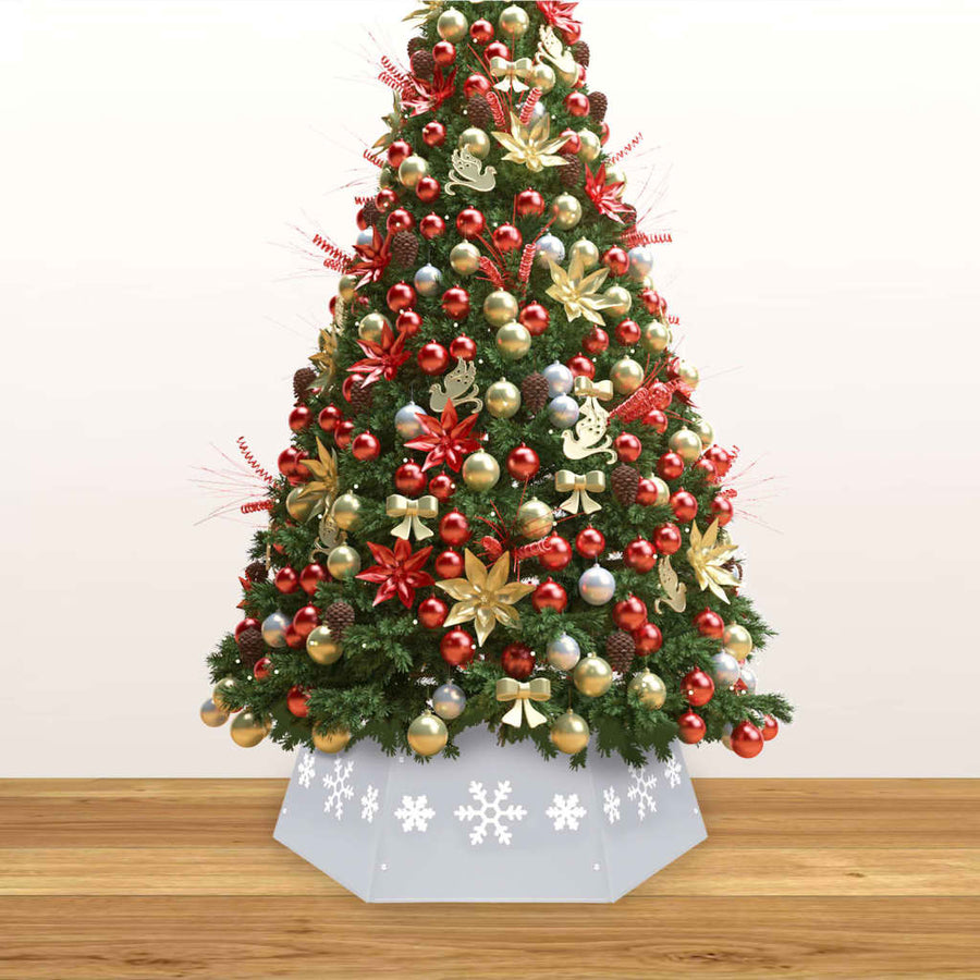 Kerstboomrok Ø68X25 Cm Kleurig En Zilver en wit