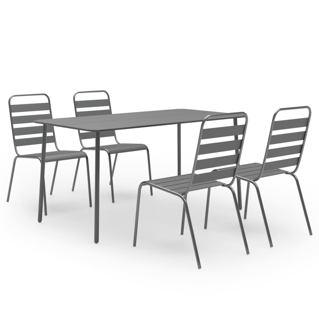 5-delige Tuinset staal donkergrijs