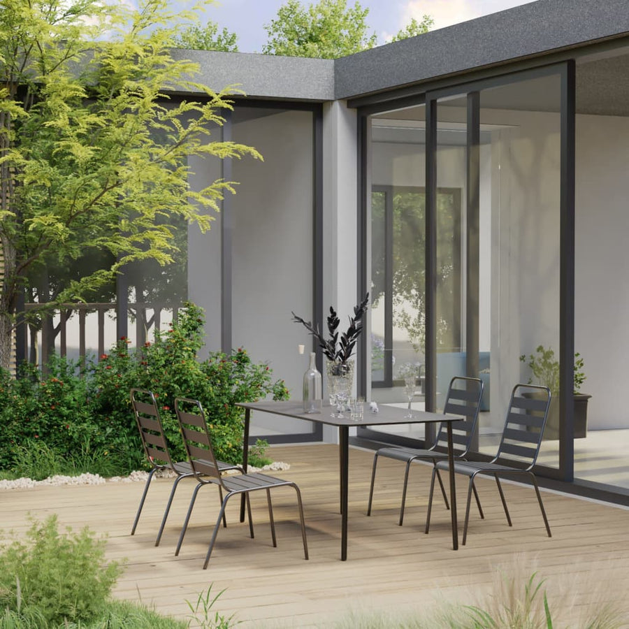 5-delige Tuinset staal donkergrijs