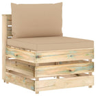 Middle bench sectional with cushions green impregnated wood
