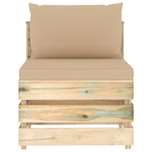 Sectioneel Met Kussens Groen Geïmpregneerd Hout Beige en bruin Middenbank