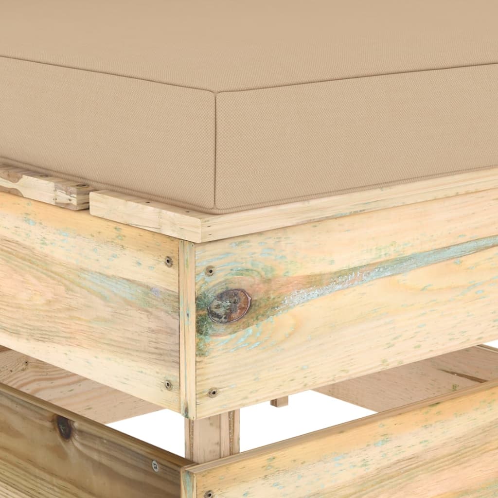 Sectioneel Met Kussens Groen Geïmpregneerd Hout Beige en bruin Middenbank