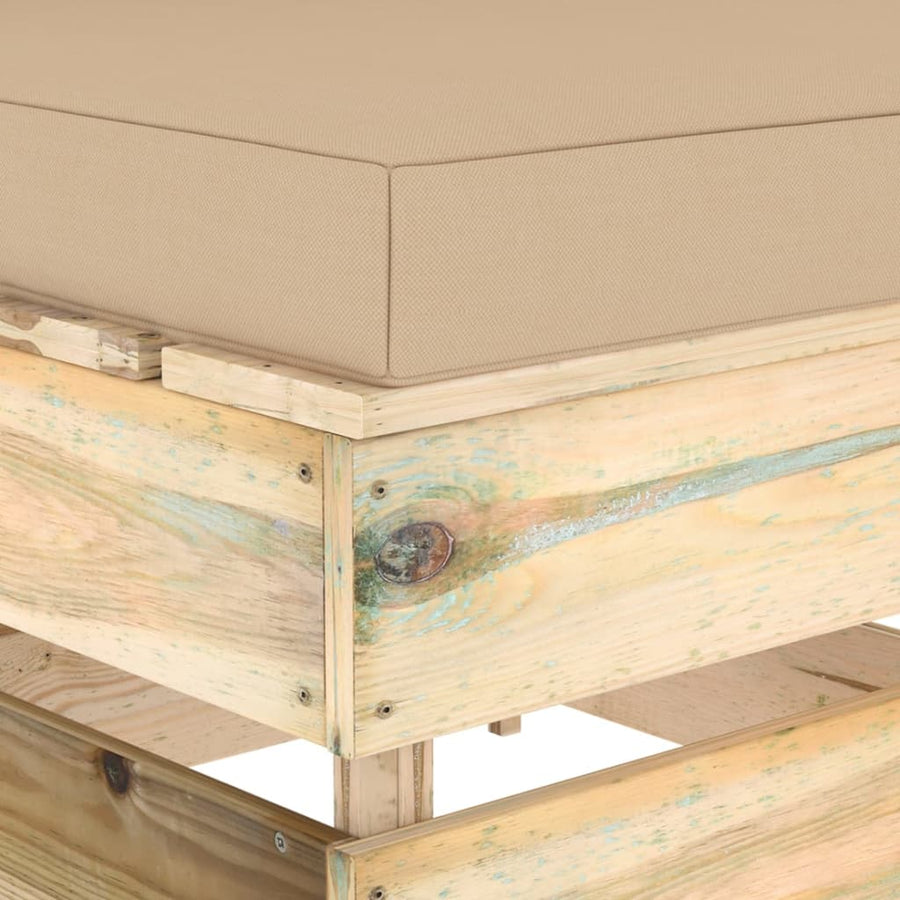 Sectioneel Met Kussens Groen Geïmpregneerd Hout Beige en bruin Middenbank