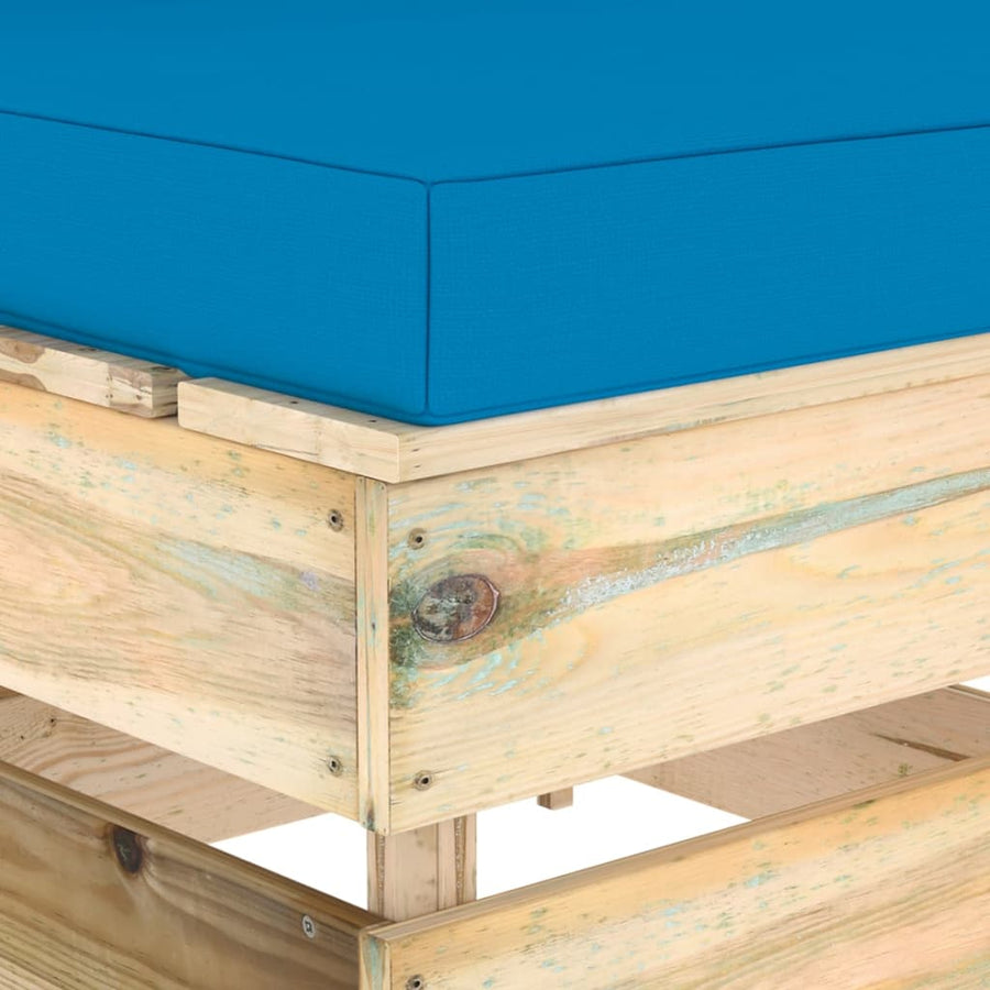 Sectioneel Met Kussens Groen Geïmpregneerd Hout Lichtblauw en bruin Middenbank