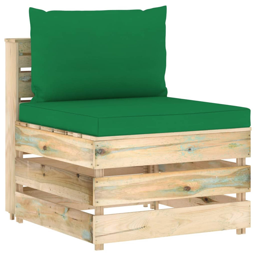 Sectioneel Met Kussens Geïmpregneerd Hout Groen en bruin Middenbank